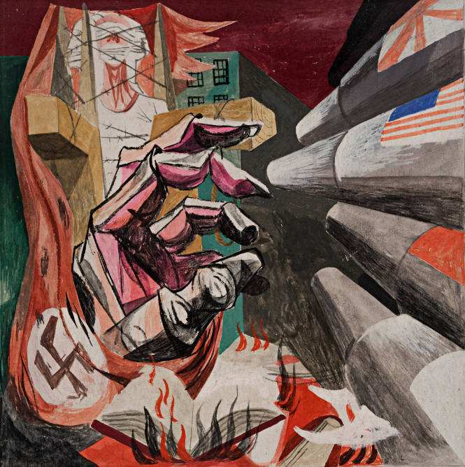 Allies vs. Fascism, color sketch for mural War and Peace for Rincon Annex Post Office, San Francisco, California