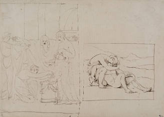 Classical Figures Sacrificing and A Woman Mourning Over a Dead Male Figure