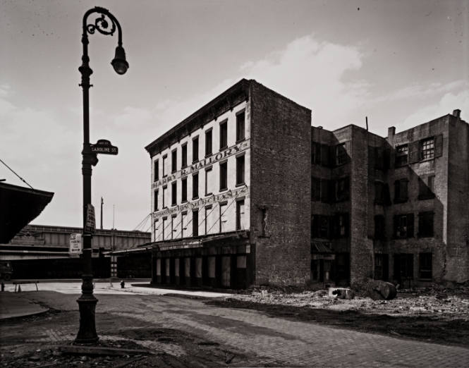 The north side of Jay Street at West and Caroline Streets, from The Destruction of Lower Manhattan