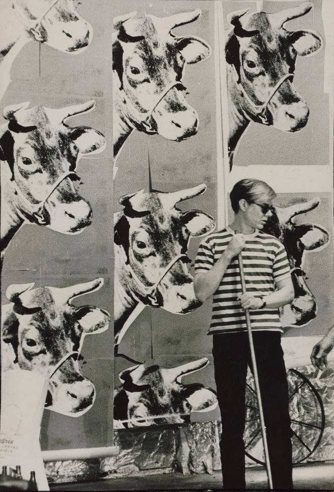 Andy in the Factory with Cow Wallpaper