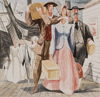 Migration,color sketch for Rincon Annex Post Office, San Francisco, California