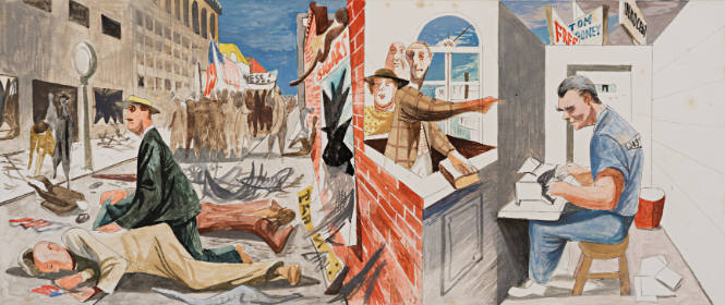 1916, Preparedness Day, color sketch for Rincon Annex, Post Office, San Francisco, California