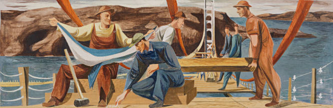 1933, Building the Golden Gate Bridge, competition sketch for Rincon Annex Post Office, San Francisco, California