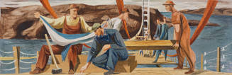 1933, Building the Golden Gate Bridge, competition sketch for Rincon Annex Post Office, San Francisco, California