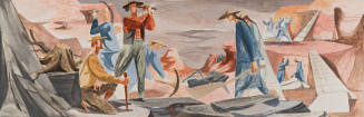 Building the Union Pacific, color sketch for Rincon Annex, Post Office, San Francisco, California