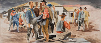 Waiting for Mail, color sketch for Rincon Annex, Post Office, San Francisco, California