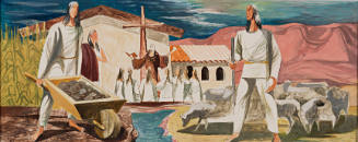 Mission, color sketch for Rincon Annex, Post Office, San Francisco, California
