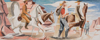 Overland Trek Westward, color sketch for Rincon Annex, Post Office, San Francisco, California