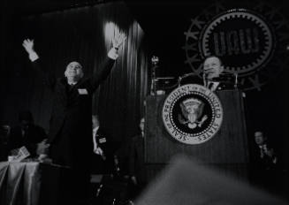 LBJ with Presidential and UAW Seals