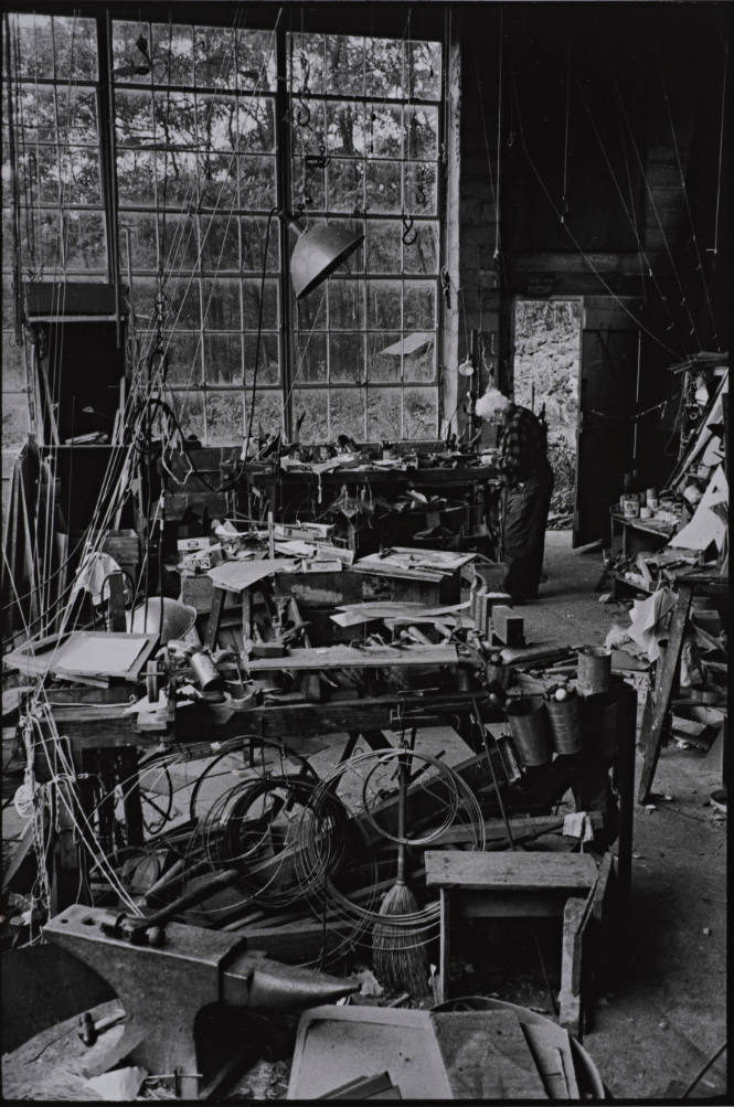 Alexander Calder in his studio, Roxbury Connecticut