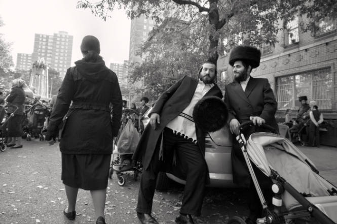 Two Men at Makeshift Carnival / Taylor Street., Brooklyn, NY