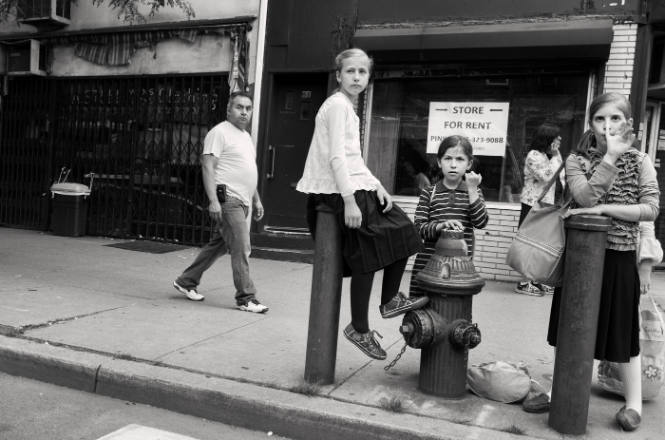 Girl Touching Fire Hydrant / Lee Avenue, Brooklyn, NY