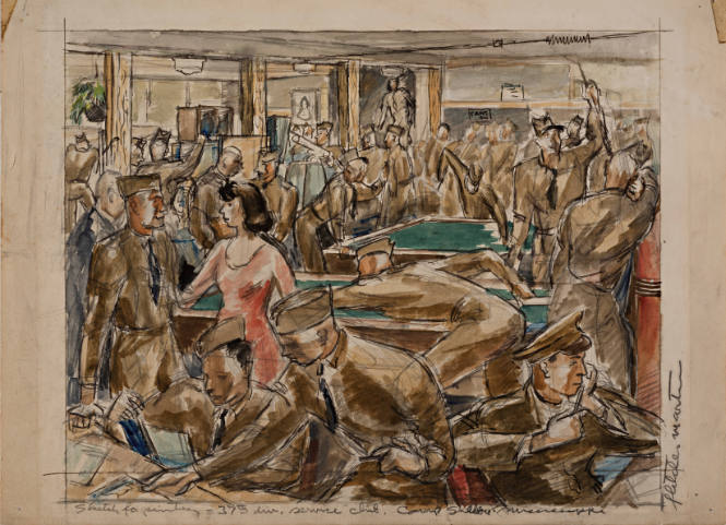 Sketch for Painting; 375 Div. Service Club, Camp Shelby, Mississippi