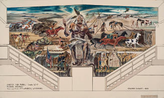 Panorama of the Plains, color sketch for mural, Service Club No 2, Fort Warren, Wyoming, Quartermaster Replacement Training Center, Third Regiment