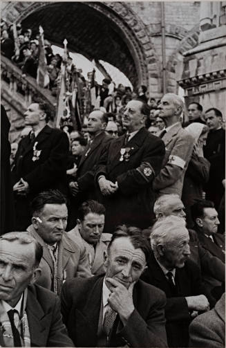 Crowd gathered in cathedral courtyard, Lourde
