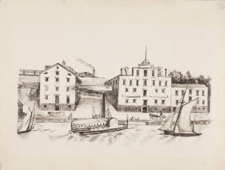 Matthew Vassar's Brewery, detail sketch for mural, unrealized, Post Office, Poughkeepsie, New York