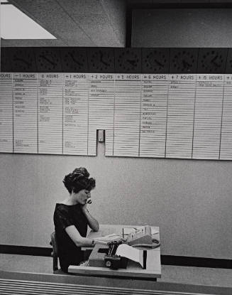 Woman on telephone, General Motors, Detroit