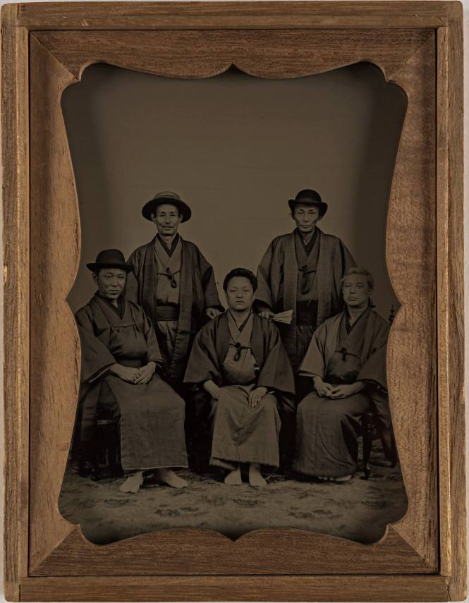Group of Five Men (Three Seated, Two Standing)