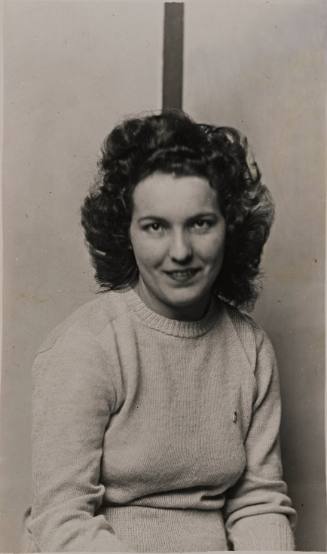 Seated Young Woman, Striped Background