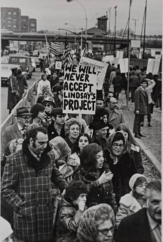 Residents Protest Building of Low-income Public Housing in their Neighborhood, Forest Hills, Queens, New York City, USA