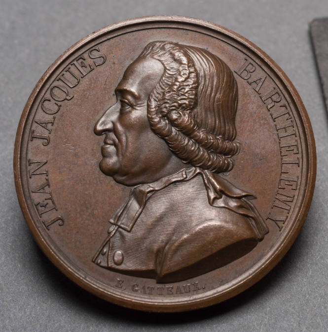 Portrait Medal of Jean-Jacques Barthélemy (1716-1795) by Dubois. One of the Galerie Metallique des Grand Hommes Francais Series, Minted in Paris