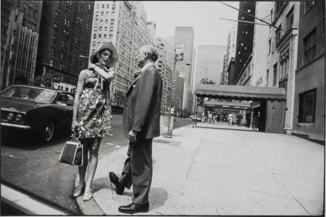 Untitled, from Women are Beautiful [Couple Conversing on Park Avenue Corner]