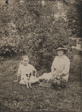 Kate Steichen and Clara Smith Steichen with Dog