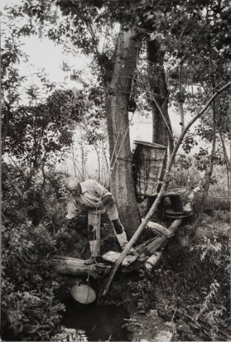 Drinking and cooking water for a farm in Gangi is still collected in the old way, from a spring, Sicily, Italy