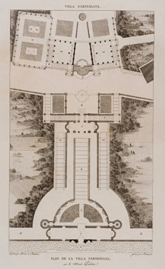 Plan de la Villa Farnesiana sur le Mont Palatin, from Choix des plus célèbres maisons de plaisance de Rome…