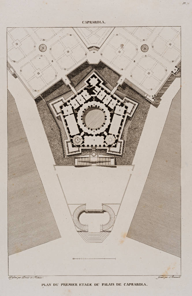 Plan du Premier Etage du Palais de Caprarola, from Choix des plus célèbres maisons de plaisance de Rome…