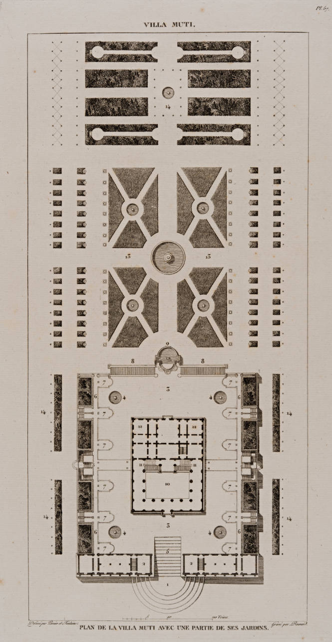 Plan de la Villa Muti avec une partie de ses Jardins, from Choix des plus célèbres maisons de plaisance de Rome…
