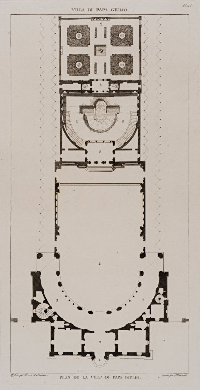 Villa di Papa Giulio, Plan de la Villa di Papa Giulio, from Choix des plus célèbres maisons de plaisance de Rome…