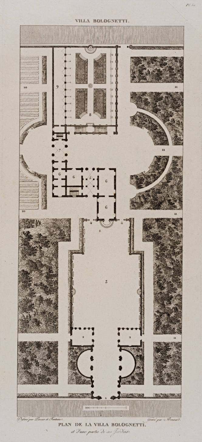 Plan de la Villa Bolognetti, from Choix des plus célèbres maisons de plaisance de Rome…