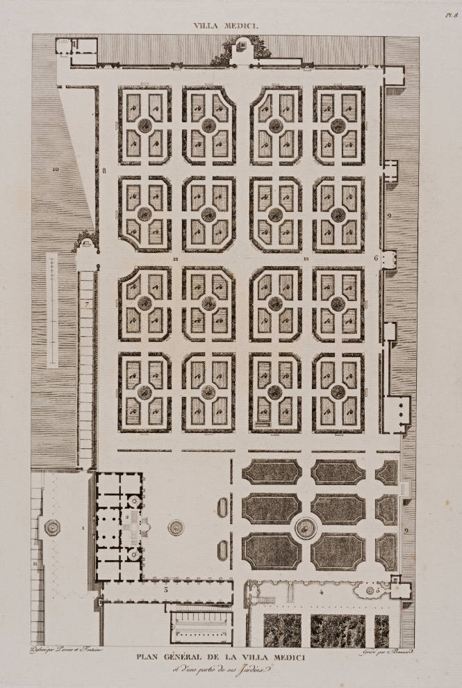 Plan Général de la Villa Medici et d'une paritie de ses Jardins, from Choix des plus célèbres maisons de plaisance de Rome…