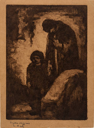 Woman and child crossing bridge