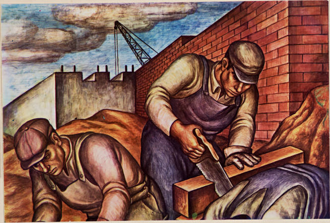 Detail of Marion Greenwood's Red Hook Community Center fresco