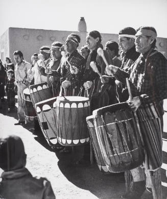 Santa Fe Essay: Drummers at Comanche war dance