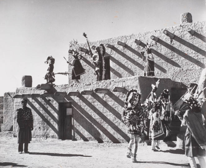 Santa Fe Essay: One armed Governor of Pueblo of San Ildefonso, Comanche war dance finish