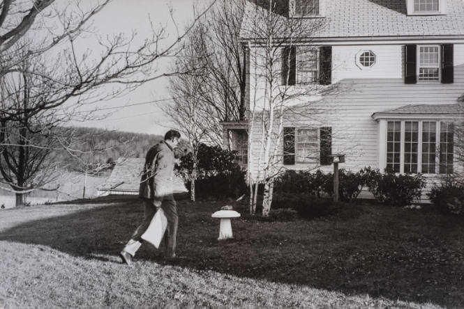 Arthur Miller tending to his garden at his home, Roxbury, Connecticut