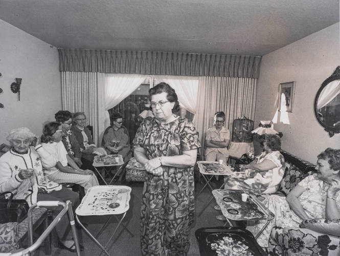 House coat party with TV trays, Tri-Valley Area, Northern California