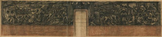 Scale Drawing for Mural, "Landscape and Economy of Michoacan," Universidad San Nicolas Hidalgo, Morelia, Mexico