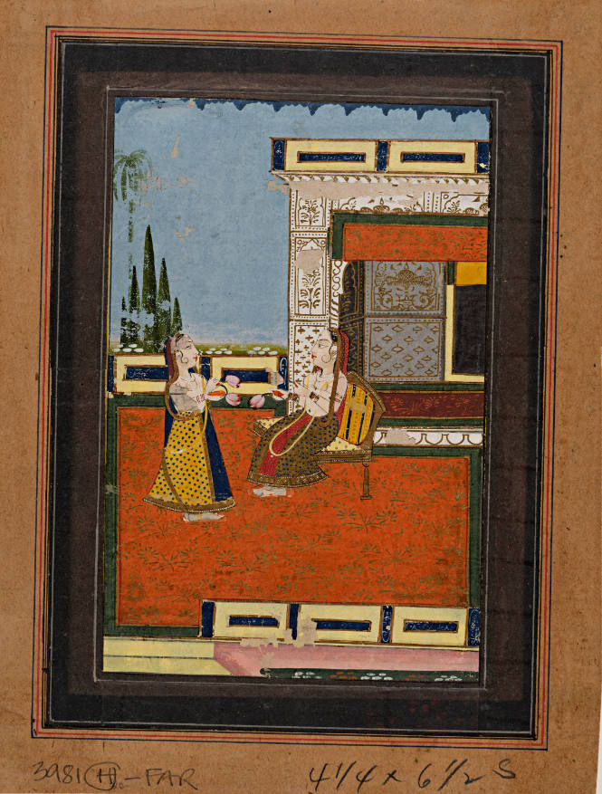 Lady Enthroned in a Terrace with Attendents
