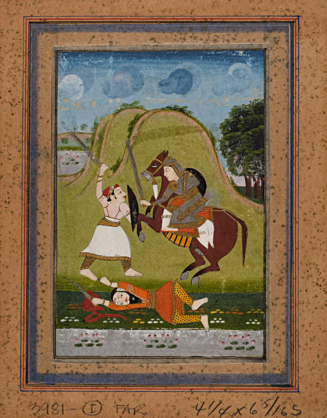 Mounted Warrior Battling with a Foot Soldier