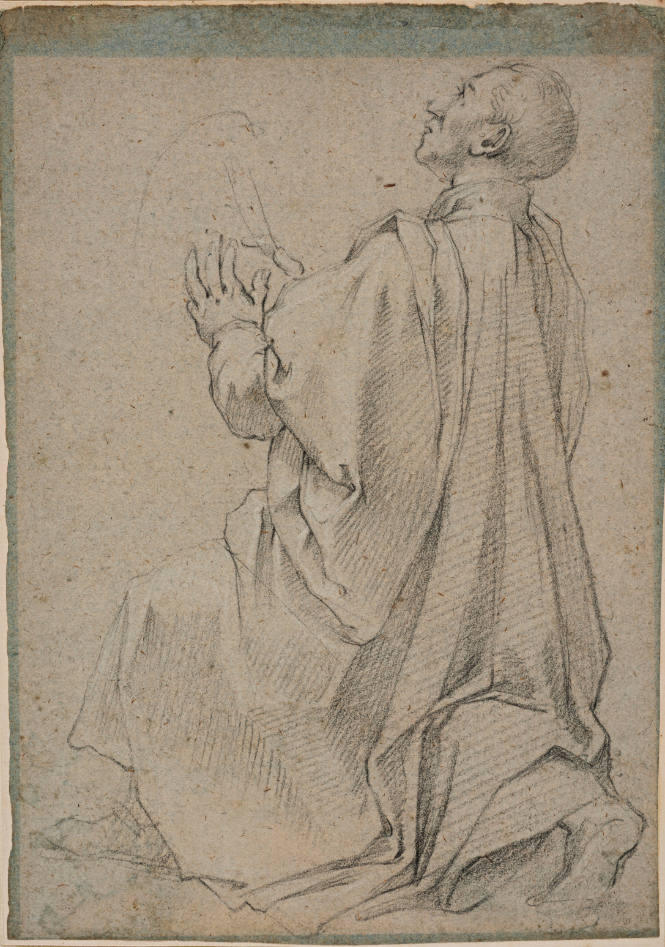 Study of a Kneeling Man Turned to the Left: David Playing the Harp
