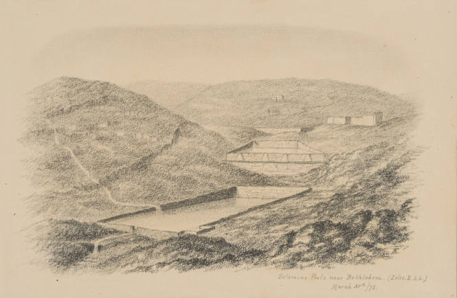 Solomons Pools near Bethlehem (Ecles. II.4.6), from the Sketches in Camp and on Horseback through Palestine tourbook