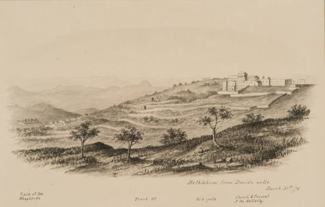 Bethlehem from David's Wells, , from the Sketches in Camp and on Horseback through Palestine tourbook