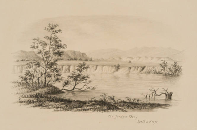 The Jordan Ferry, from the Sketches in Camp and on Horseback through Palestine tourbook