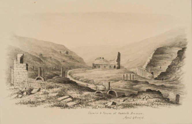 Theatre and Forum at Rabbath Ammon, from the Sketches in Camp and on Horseback through Palestine tourbook