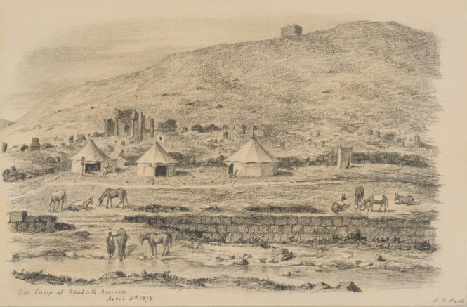 Our Camp at Rabbath Ammon, from the Sketches in Camp and on Horseback through Palestine tourbook