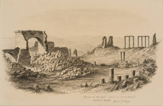 Ruins at Gerash (from our lunch place) Land of Moab, from the Sketches in Camp and on Horseback through Palestine tourbook